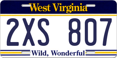 WV license plate 2XS807