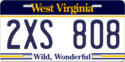 WV license plate 2XS808
