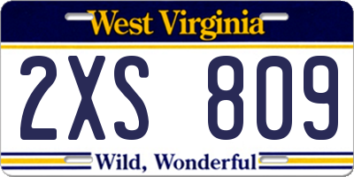 WV license plate 2XS809