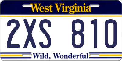 WV license plate 2XS810