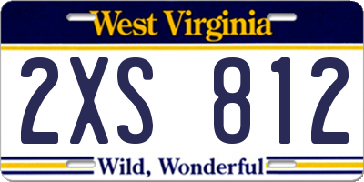 WV license plate 2XS812