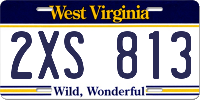 WV license plate 2XS813