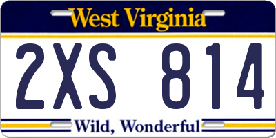 WV license plate 2XS814