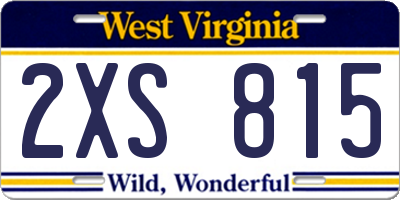 WV license plate 2XS815