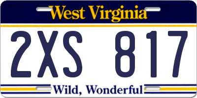WV license plate 2XS817