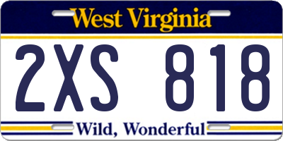 WV license plate 2XS818