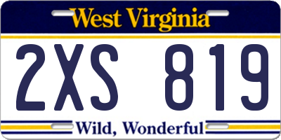 WV license plate 2XS819