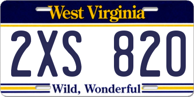 WV license plate 2XS820