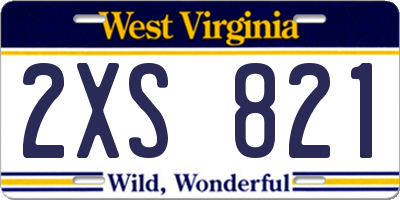 WV license plate 2XS821