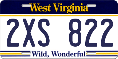 WV license plate 2XS822