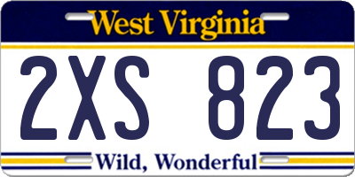 WV license plate 2XS823