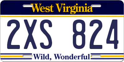 WV license plate 2XS824