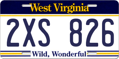 WV license plate 2XS826