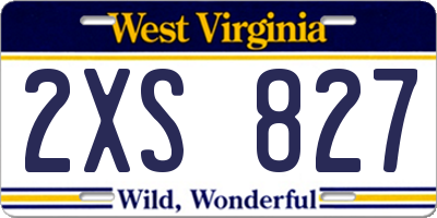 WV license plate 2XS827