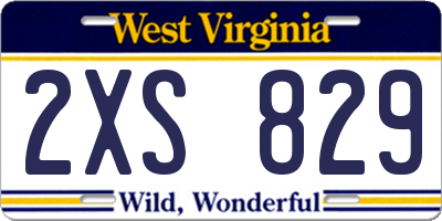 WV license plate 2XS829