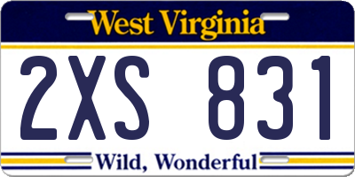 WV license plate 2XS831