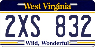 WV license plate 2XS832