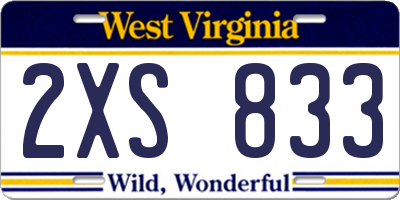 WV license plate 2XS833