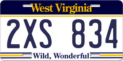 WV license plate 2XS834