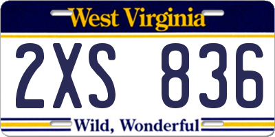 WV license plate 2XS836