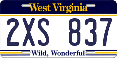 WV license plate 2XS837