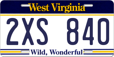 WV license plate 2XS840