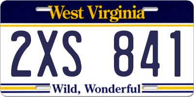 WV license plate 2XS841