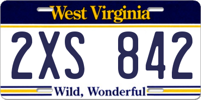 WV license plate 2XS842