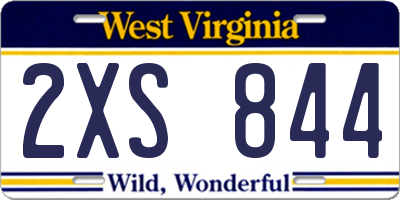 WV license plate 2XS844