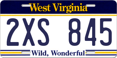 WV license plate 2XS845