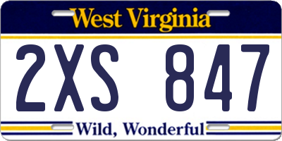 WV license plate 2XS847