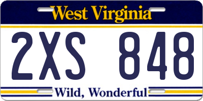 WV license plate 2XS848