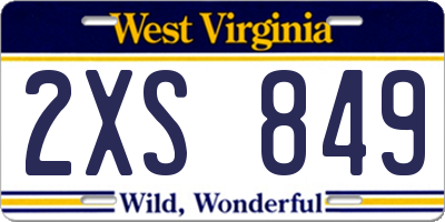 WV license plate 2XS849