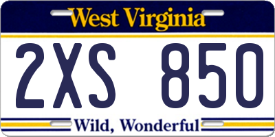 WV license plate 2XS850