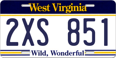 WV license plate 2XS851