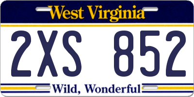 WV license plate 2XS852