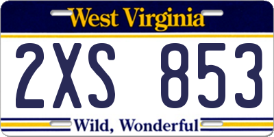 WV license plate 2XS853