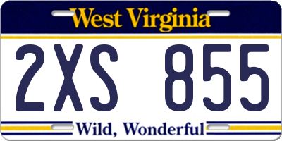 WV license plate 2XS855