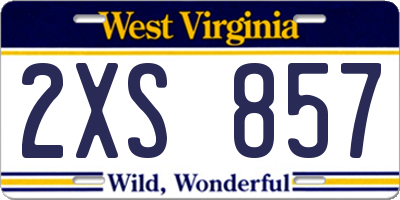 WV license plate 2XS857