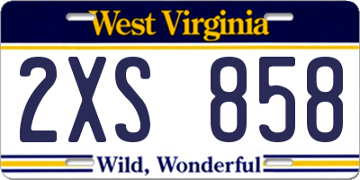 WV license plate 2XS858