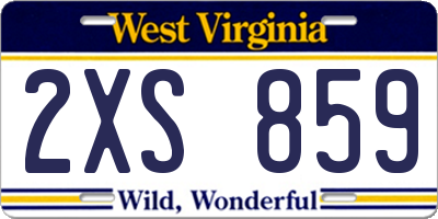 WV license plate 2XS859