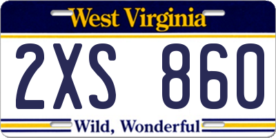 WV license plate 2XS860
