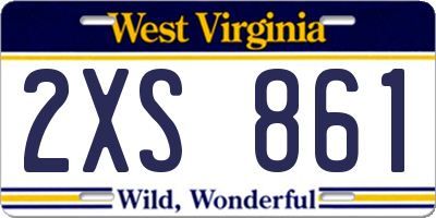WV license plate 2XS861