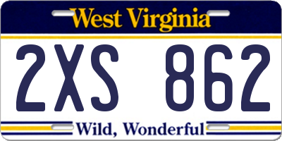 WV license plate 2XS862