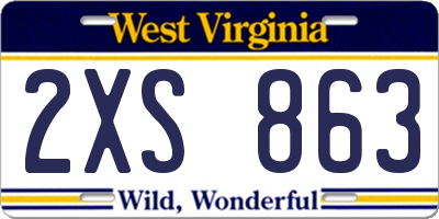 WV license plate 2XS863