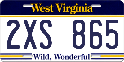WV license plate 2XS865