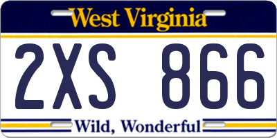 WV license plate 2XS866