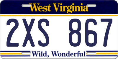 WV license plate 2XS867