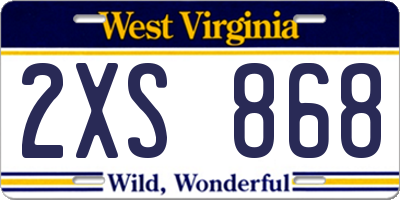 WV license plate 2XS868