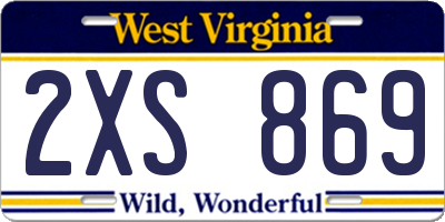 WV license plate 2XS869